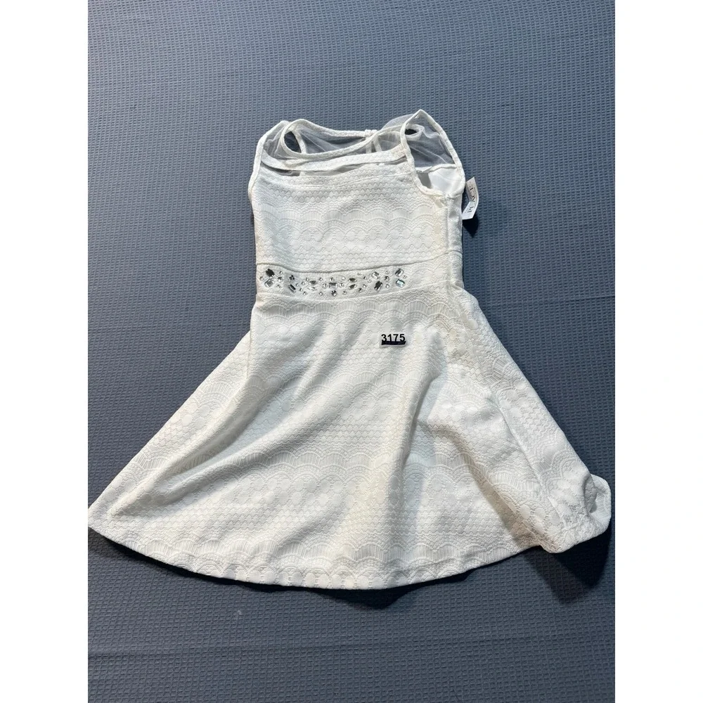 The Children's Place Lace Skater Dress Girls 10 White Rhinestone